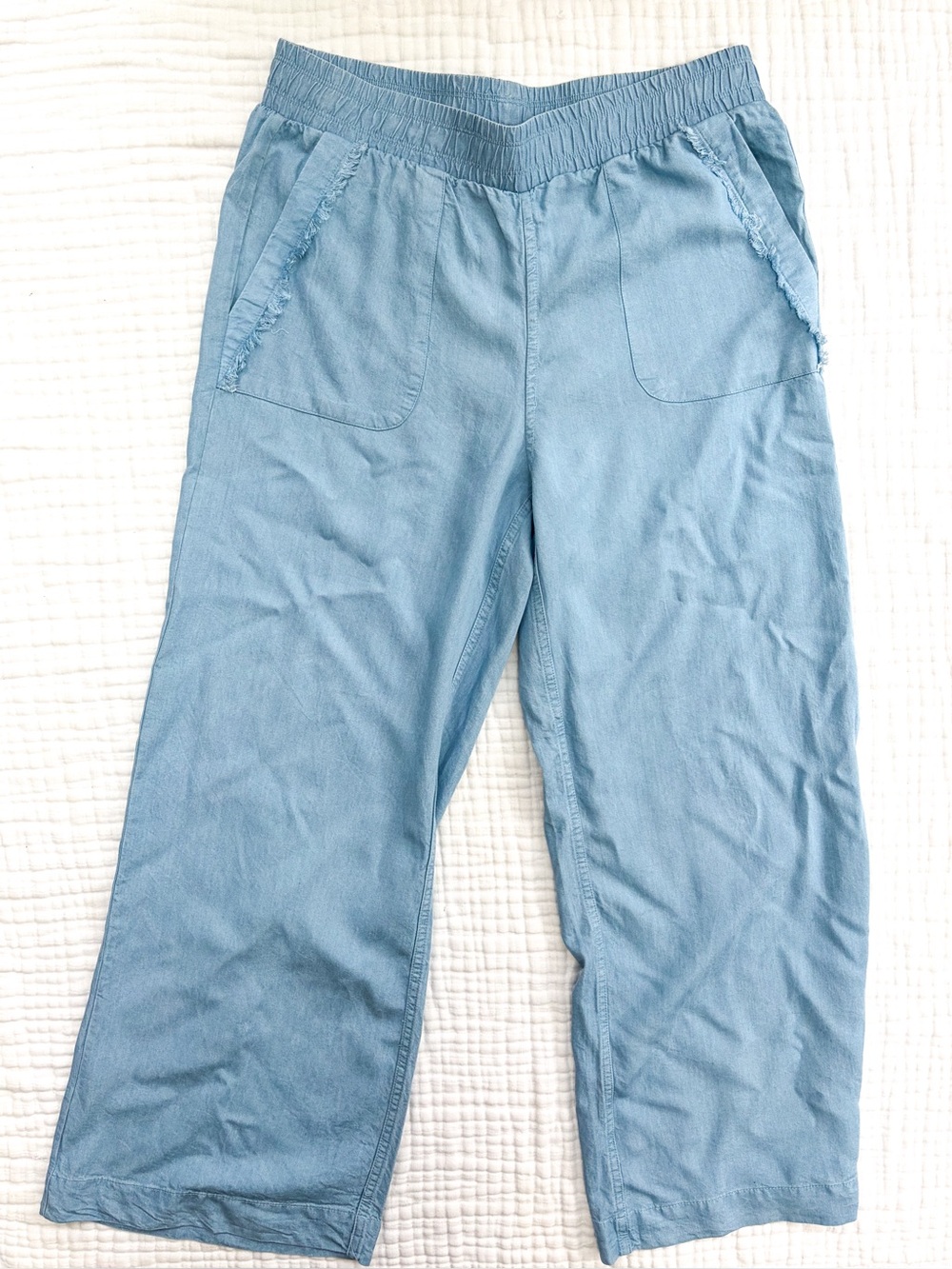 Elle Lyocell Wide Leg Pants M Blue Pull On Lightweight Summer 2026